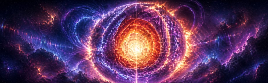 Simplified cross-section of a star showing a very dense core surrounded by gradually lighter layers.
