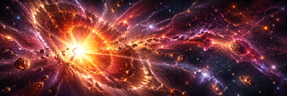Explosion of a massive star: a dense core surrounded by an expanding envelope.