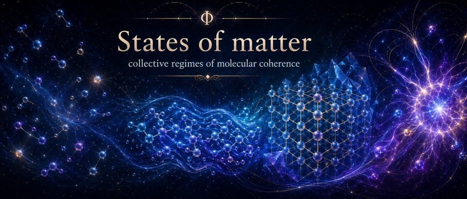 Solid, liquid, gas and plasma as collective regimes of coherence between material entities.