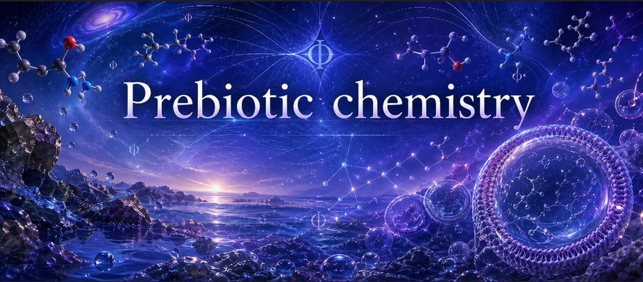 Prebiotic medium showing chemical cycles, compartments and proto-metabolisms.