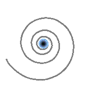 Moment cinétique intrinsèque — cas C Animation illustrant le moment cinétique intrinsèque d’un fermion, représenté par une spirale convergente vers un noyau. Ce moment résulte de la rotation des spations dans le vortex ainsi que de la rotation propre du vortex, qui peut précéder ou suivre le flux d’écoulement selon les conditions.