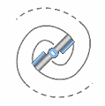 Onde vectorielle statique — cas A Visualisation d’un fermion en rotation (ex : électron) générant une onde vectorielle statique dans l’espace-temps. Cette onde secondaire est centrée sur l’axe de rotation du fermion et sa longueur diminue à mesure que la vitesse (ou l’énergie cinétique) augmente, car les vortex deviennent plus petits.