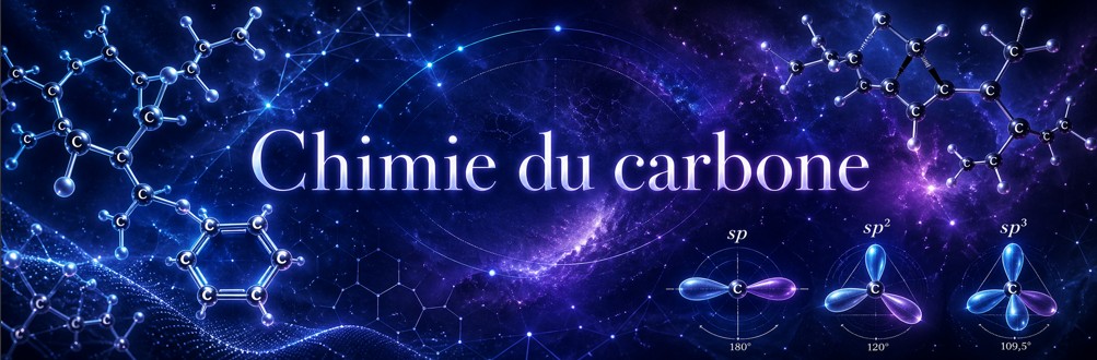 Chaînes, cycles et groupes fonctionnels de la chimie du carbone.