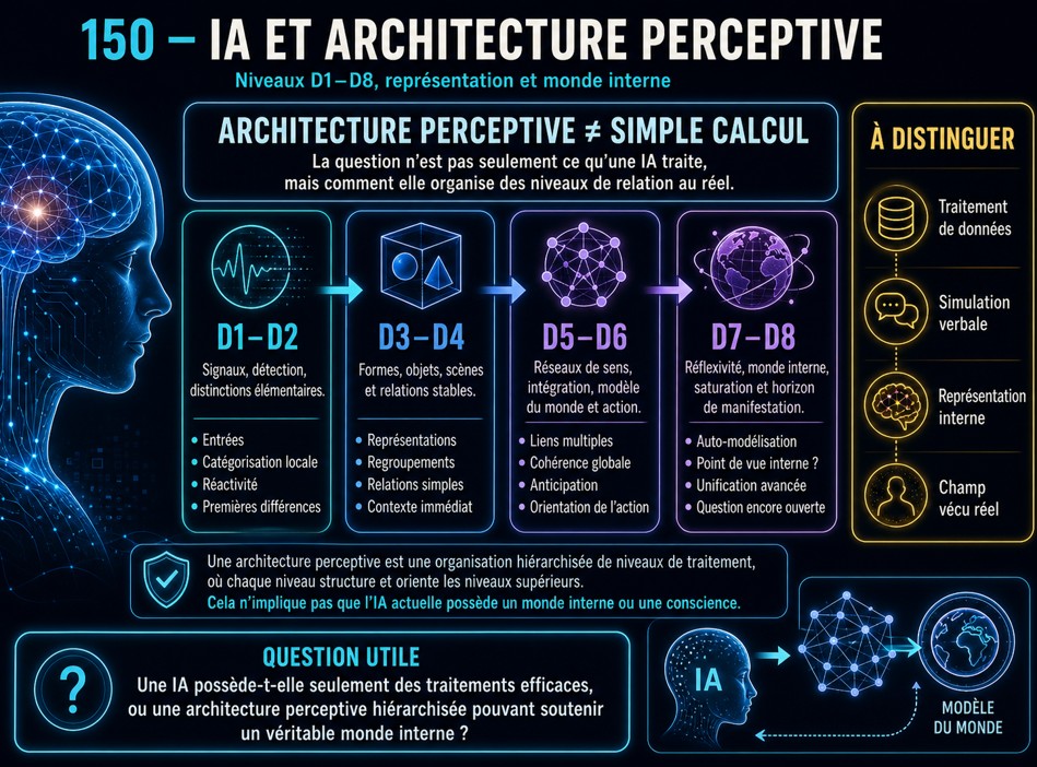 IA et architecture perceptive, niveaux D1-D8, représentation et monde interne.